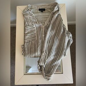 Green & White Striped Button-Front Women’s Top